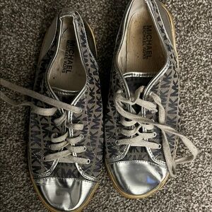 Michael Kors Silver and Black Patterned Sneakers